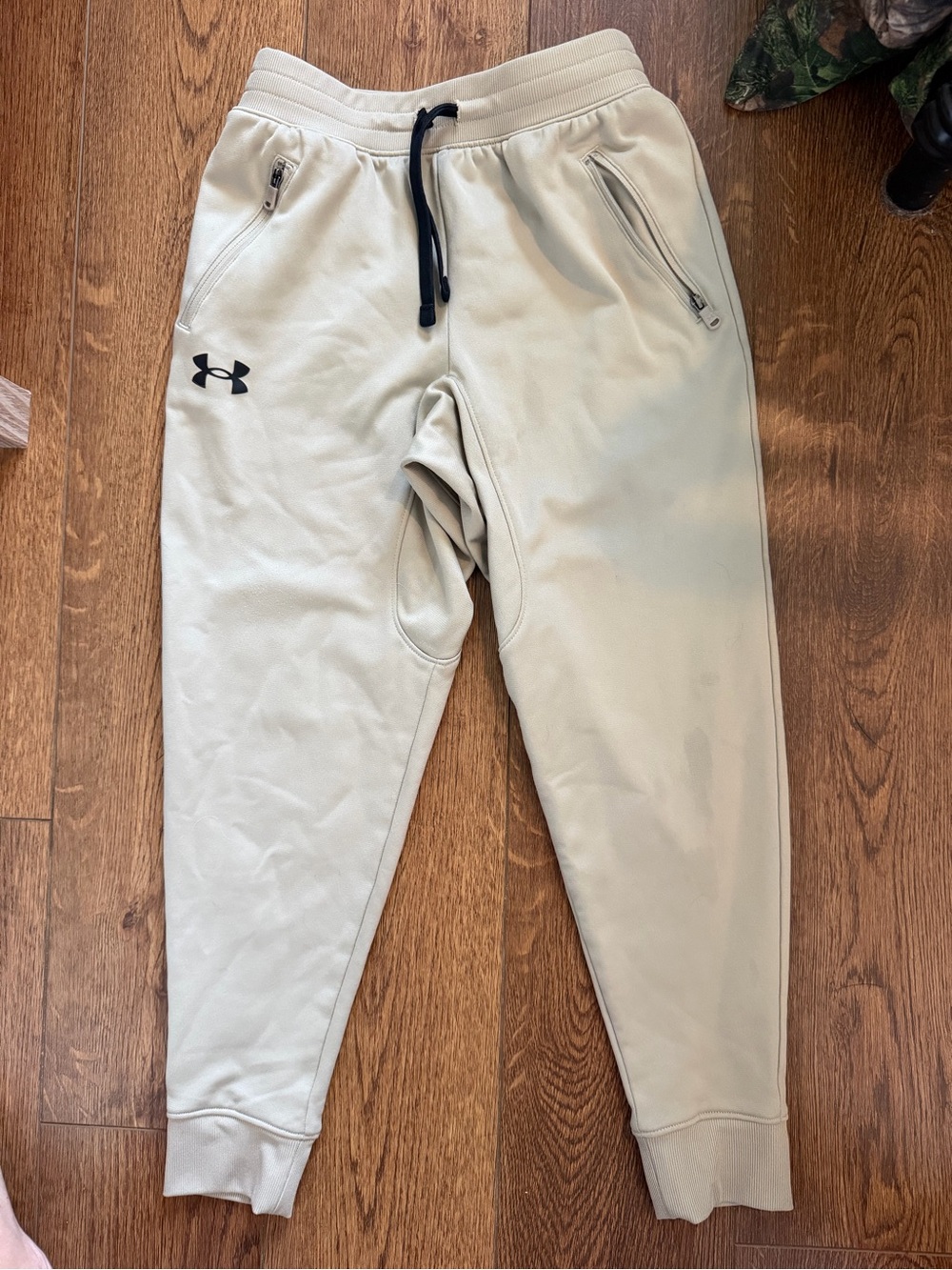 Under Armour Men's Light Cream Jogger Sweatpants with Black Drawcord